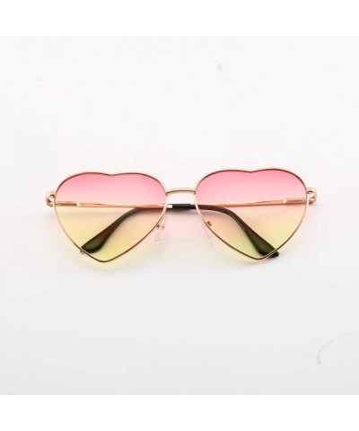 Aviator New Fashion Heart-shaped Sunglasses For Girl Retro Metal Frame Pink Mirror C1 - C4 - C918XQZTAM8 $10.54