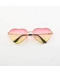 Aviator New Fashion Heart-shaped Sunglasses For Girl Retro Metal Frame Pink Mirror C1 - C4 - C918XQZTAM8 $10.54