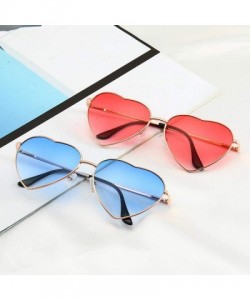 Aviator New Fashion Heart-shaped Sunglasses For Girl Retro Metal Frame Pink Mirror C1 - C4 - C918XQZTAM8 $10.54
