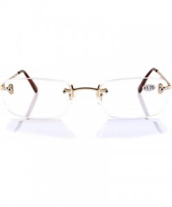 Rimless Unisex Rimless Rectangular Reading Glasses Metal Spring Temple A180 - Gold - CG18DYYZX82 $14.11