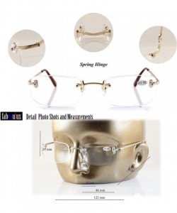 Rimless Unisex Rimless Rectangular Reading Glasses Metal Spring Temple A180 - Gold - CG18DYYZX82 $14.11