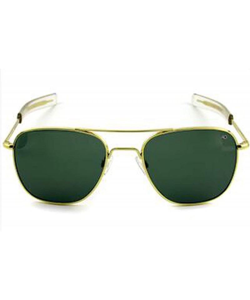 Square Sunglasses Men women vintage American Army Military Optical AO Sun Glasses Oculos - C2gold-green - C518TM63QIX $12.38