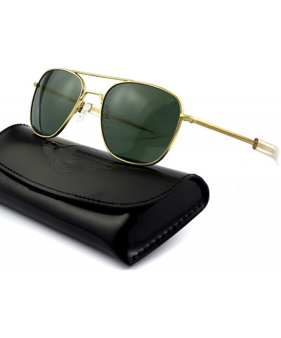 Square Sunglasses Men women vintage American Army Military Optical AO Sun Glasses Oculos - C2gold-green - C518TM63QIX $12.38