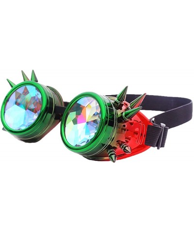 Goggle Retro Victorian Steampunk Goggles Rainbow Prism Kaleidoscope Glasses - Green Red(spike) - C818SQAIX54 $10.35