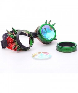 Goggle Retro Victorian Steampunk Goggles Rainbow Prism Kaleidoscope Glasses - Green Red(spike) - C818SQAIX54 $10.35