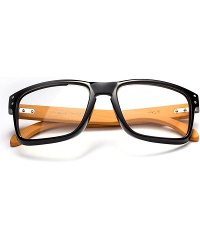Oversized "Retreat" Bamboo Squared Oversized Modern Design Fashion Clear Lens Glasses - CA12L9HD86H $12.67
