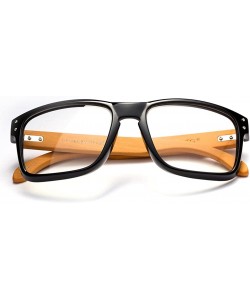 Oversized "Retreat" Bamboo Squared Oversized Modern Design Fashion Clear Lens Glasses - CA12L9HD86H $12.67