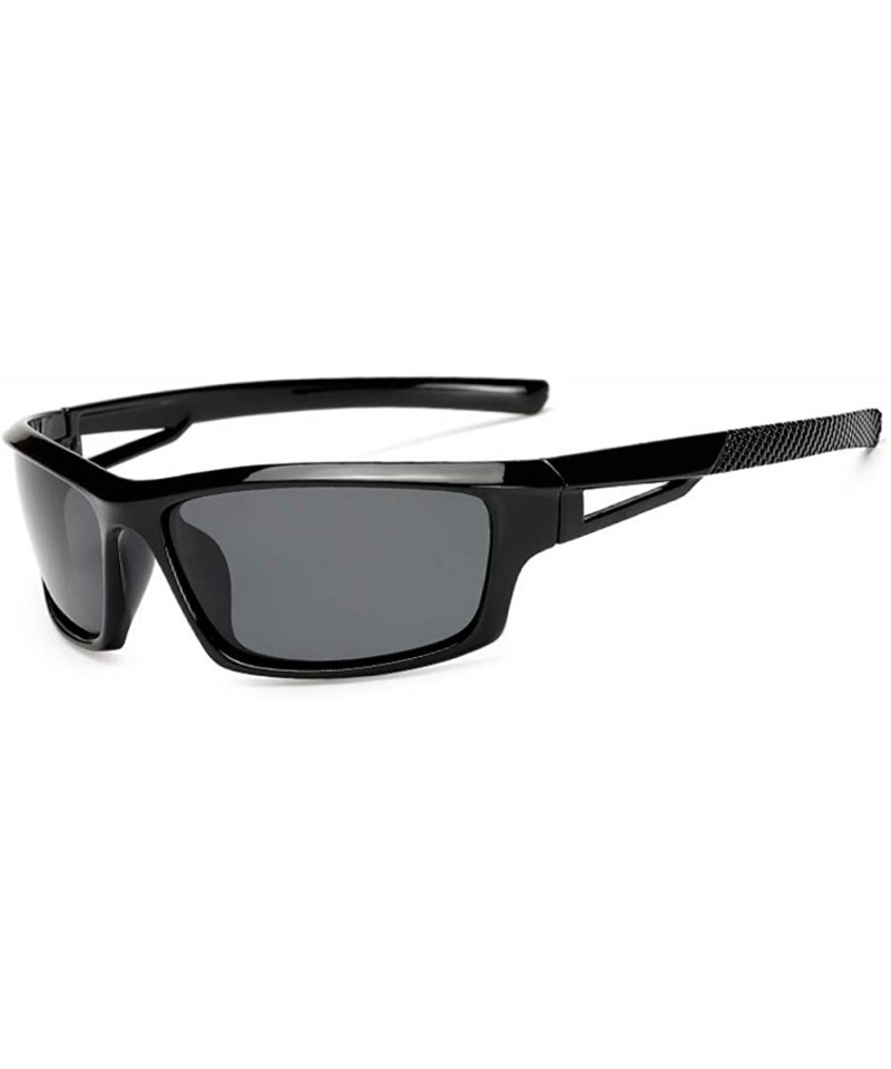 Rectangular Sport Sunglasses Mens and Women Polarized Sunglasses Outdoor Cycling Windshield Glasses - Black - CA18T7D5UZR $7.92