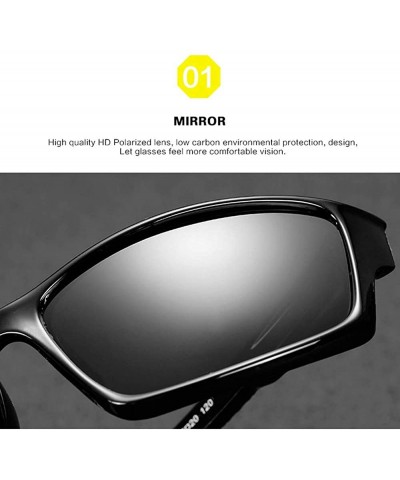 Rectangular Sport Sunglasses Mens and Women Polarized Sunglasses Outdoor Cycling Windshield Glasses - Black - CA18T7D5UZR $7.92