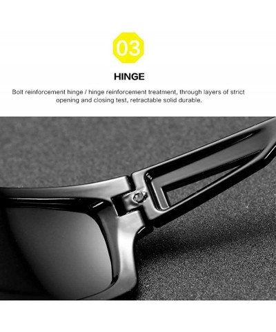 Rectangular Sport Sunglasses Mens and Women Polarized Sunglasses Outdoor Cycling Windshield Glasses - Black - CA18T7D5UZR $7.92