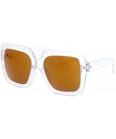 Square "Estel" UV400 Retro Thick Clear Frame Horn Rimmed Color Two Tone Sunglasses (4 PACK) - C118EHM2HE7 $73.08