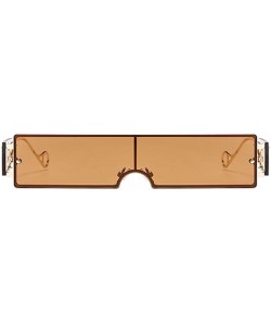 Rimless Small Rectangle Sunglasses Retro Futuristic Rimless Lens - Brown - C6199X0ZERX $13.12