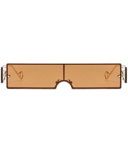 Rimless Small Rectangle Sunglasses Retro Futuristic Rimless Lens - Brown - C6199X0ZERX $13.12