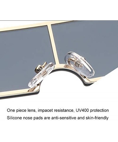 Rimless Small Rectangle Sunglasses Retro Futuristic Rimless Lens - Brown - C6199X0ZERX $13.12