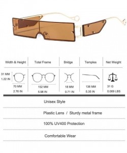 Rimless Small Rectangle Sunglasses Retro Futuristic Rimless Lens - Brown - C6199X0ZERX $13.12