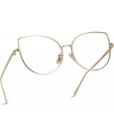 Oversized Clear Thin Frame Oversized Delicate Glasses - Gold Frame - C012NSVAGPK $15.61