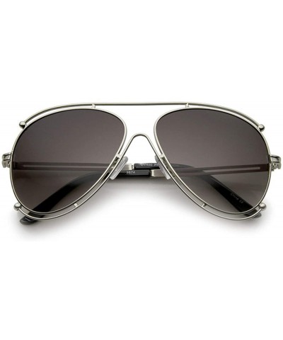Aviator Fashion Culture Mod Dual Wire Frame Aviator Sunglasses - Silver/Grey - CG199R2MIDN $17.03