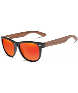 Rectangular Red Mirror Wood Sunglasses Ladies Zebra Wood Bamboo Vintage Polarized Sunglasses for Men - Red Zebra Wood - CM194...