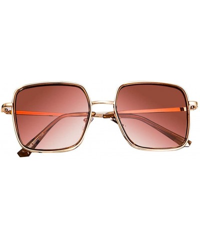 Square Fashion Oversized Sunglasses for Women - Unisex Polarized Vintage Eyewear Glasse - Gold - CA18SCYAZC8 $12.58