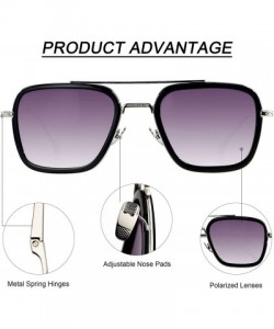 Aviator Tony Stark Sunglasses Aviator Edith for Men Women Polarized UV400 Protection Square Sun Glasses - CF196OMZ45G $11.75