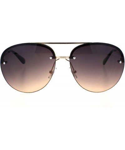Rimless Womens Glitter Edge Trim Luxury Designer Rimless Pilots Sunglasses - Gold Black Brown - CJ18Q79IUZC $10.53