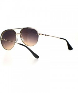 Rimless Womens Glitter Edge Trim Luxury Designer Rimless Pilots Sunglasses - Gold Black Brown - CJ18Q79IUZC $10.53
