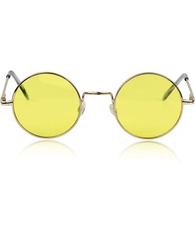 Goggle Retro Round Sunglasses Small Colored Lens Hippie John Lennon Glasses - CR18YWQ6G96 $11.37