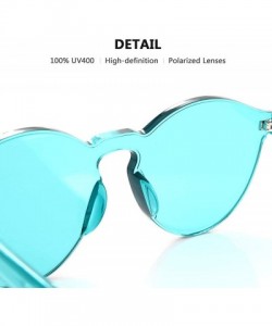 Round Rimless Sunglasses Oversized Colored Transparent Round Eyewear Retro Eyeglasses for Women Men - Lake Blue - CE18HXMULZ5...