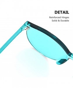 Round Rimless Sunglasses Oversized Colored Transparent Round Eyewear Retro Eyeglasses for Women Men - Lake Blue - CE18HXMULZ5...