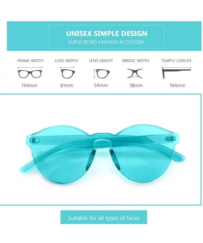 Round Rimless Sunglasses Oversized Colored Transparent Round Eyewear Retro Eyeglasses for Women Men - Lake Blue - CE18HXMULZ5...