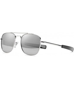 Aviator Mens Aviator Sunglasses 55mm Polarized Pilot Military Square Shades with Bayonet Temples - CX18QSLX247 $14.02