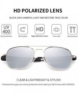 Aviator Mens Aviator Sunglasses 55mm Polarized Pilot Military Square Shades with Bayonet Temples - CX18QSLX247 $14.02