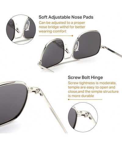 Aviator Mens Aviator Sunglasses 55mm Polarized Pilot Military Square Shades with Bayonet Temples - CX18QSLX247 $14.02