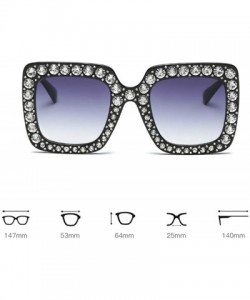 Rectangular Large Jeweled Sunglasses for Women Crystal Bling Studded Oversized Square Frame - Red Lenses - CB18CD5Z44L $12.84