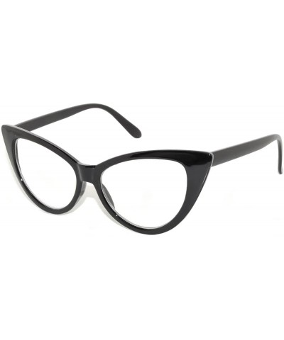 Sport Retro Black Cat Eye Vintage Party Sunglasses Black Frame Clear Lens Brand - C1185RXWQU9 $19.45