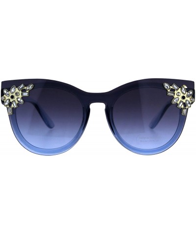 Butterfly Womens Rhinestone Sunglasses Unique Lens Over Frame UV 400 - Blue - C618EZUOI0Z $12.07