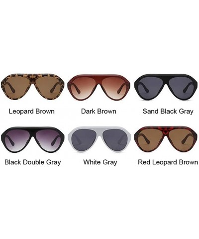 Shield Retro Thick Frame Black Pilot Sunglasses Women Ladies Mirror Lens Shield Sun Glasses For Female - White Gray - C3199QC...