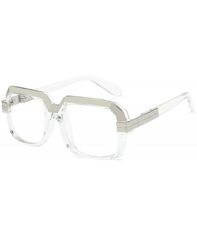 Square Hot Brand Designer Unisex Classic Square Sunglasses Vintage Shades - White&clear - C718M4DWLRG $27.17