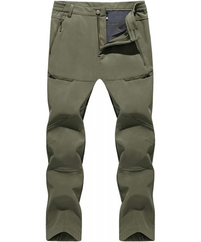 Sport Men's Ski Water Repellent Softshell Fleece Lined Hiking Pants Tactical Trousers - 002 Zipper Green - CY192TIWKLT $37.52