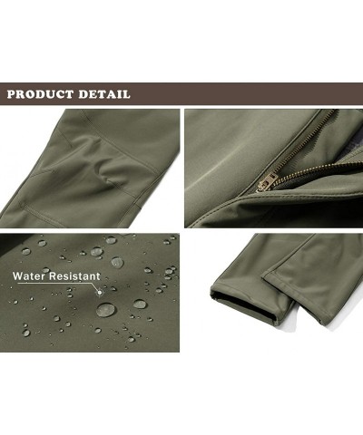 Sport Men's Ski Water Repellent Softshell Fleece Lined Hiking Pants Tactical Trousers - 002 Zipper Green - CY192TIWKLT $37.52