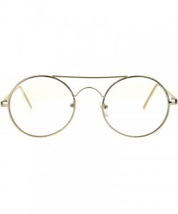 Round Retro Round Side Visor Flat Metal Bar Circle Clear Lens Eye Glasses - Gold - CG1875QESCY $12.41