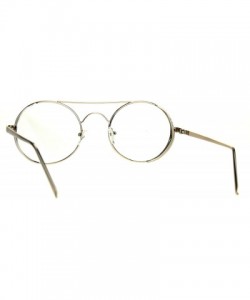 Round Retro Round Side Visor Flat Metal Bar Circle Clear Lens Eye Glasses - Gold - CG1875QESCY $12.41