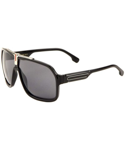 Aviator Geometric One Piece Shield T Shape Metal Top Bar Aviator Sunglasses - Black - CM197YL50XH $13.10