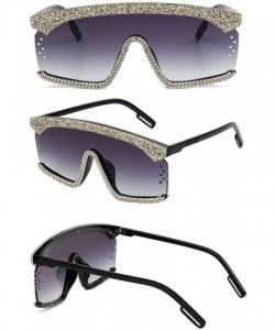 Square new hand-drilled shiny gravel pearl unisex fashion brand designer sunglasses - Black - CN18WTIQSMN $12.75