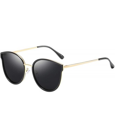 Goggle Round Metal Frame Polarized Mirrored Sunglasses - Black - CK18WKZLAH4 $11.60