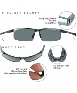 Semi-rimless Mens Sports Polarized Sunglasses Ultra Light Al-Mg Frame Driving Sun Glasses UV Protection - Gun Frame Grey Lens...