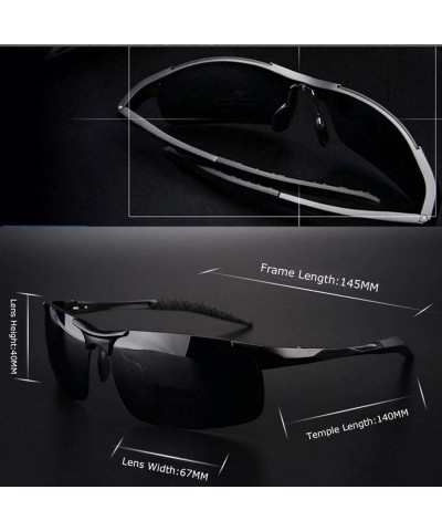 Semi-rimless Mens Sports Polarized Sunglasses Ultra Light Al-Mg Frame Driving Sun Glasses UV Protection - Gun Frame Grey Lens...