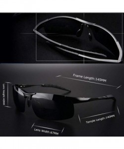 Semi-rimless Mens Sports Polarized Sunglasses Ultra Light Al-Mg Frame Driving Sun Glasses UV Protection - Gun Frame Grey Lens...