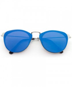 Rimless Flat Color Mirror Lens Rimless Back Flat Frame Geometric Cat Eye Sunglasses - Blue Silver - CH1903TYT06 $10.45