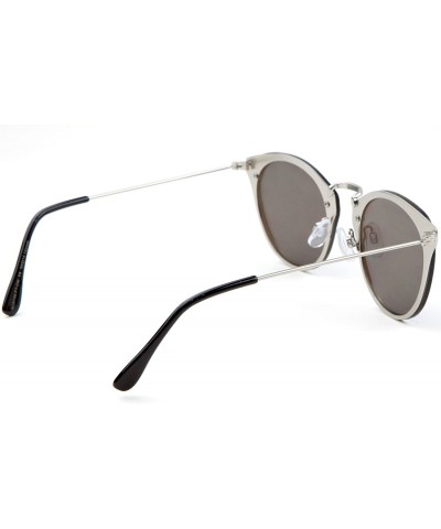 Rimless Flat Color Mirror Lens Rimless Back Flat Frame Geometric Cat Eye Sunglasses - Blue Silver - CH1903TYT06 $10.45